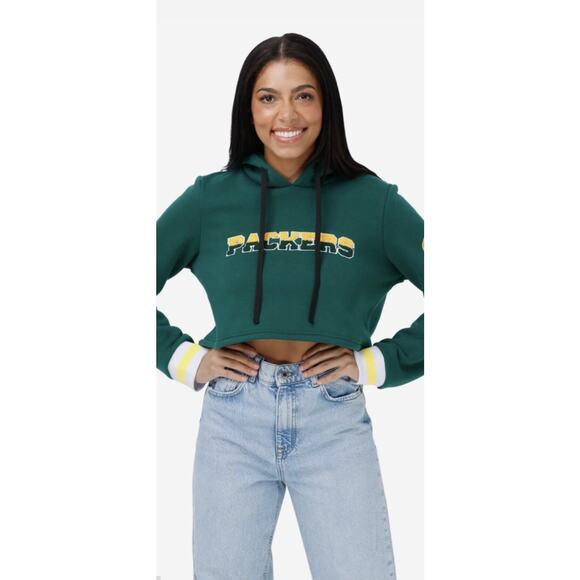 Junk Food of Los Angeles Other - Green Bay Packers Women’s Crop Sweatshirt Green Hoodie Size S NWT